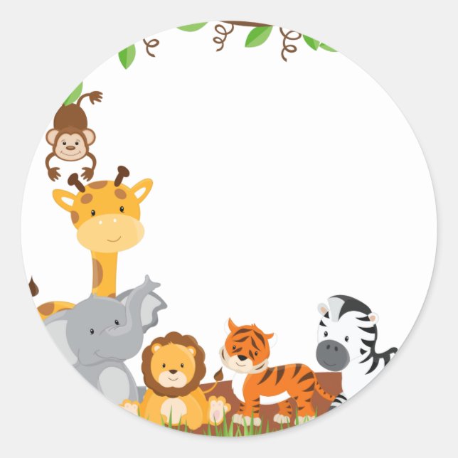 Cute Jungle Baby Animal Sticker (Front)