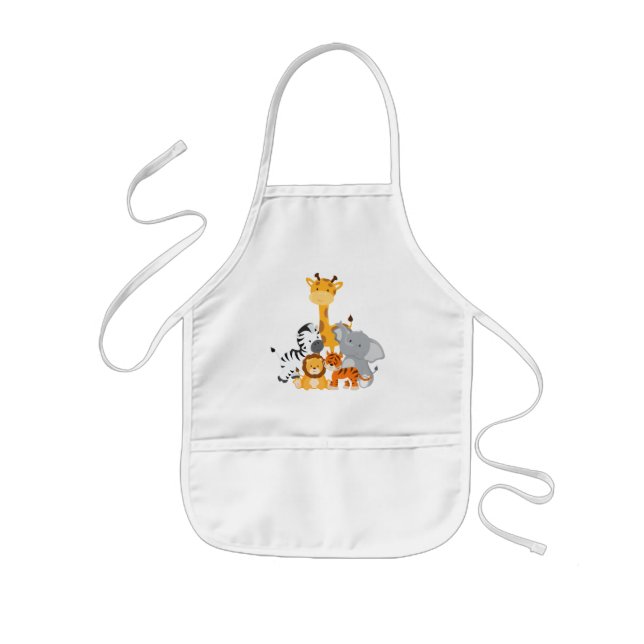Cute Jungle Baby Animals Kids Apron (Front)