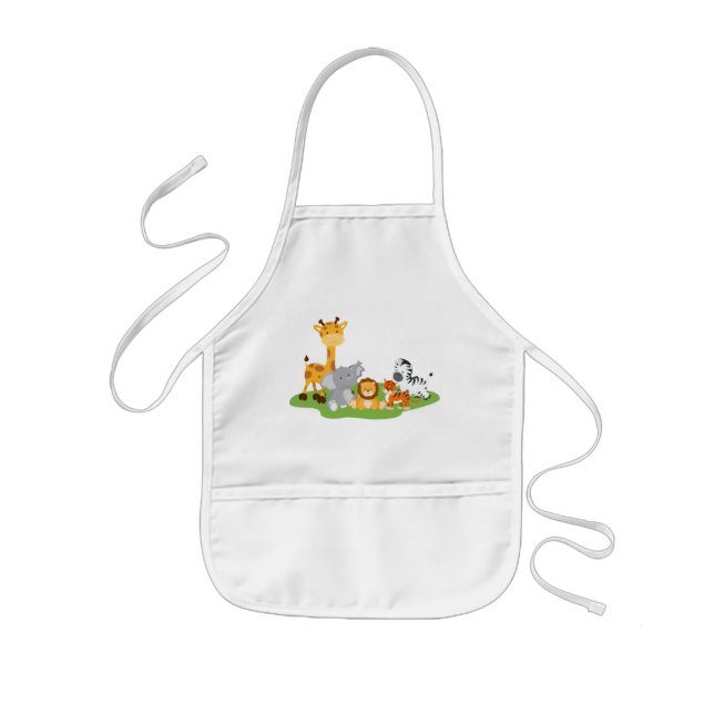 Cute Jungle Baby Animals Kids Apron (Front)