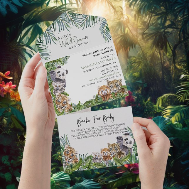 Cute Jungle Baby Shower Animals Greenery  All In One Invitation (Creator Uploaded)