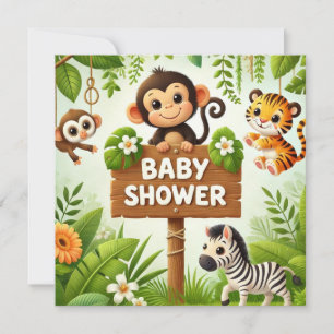 Cute Jungle Baby Shower Invitation