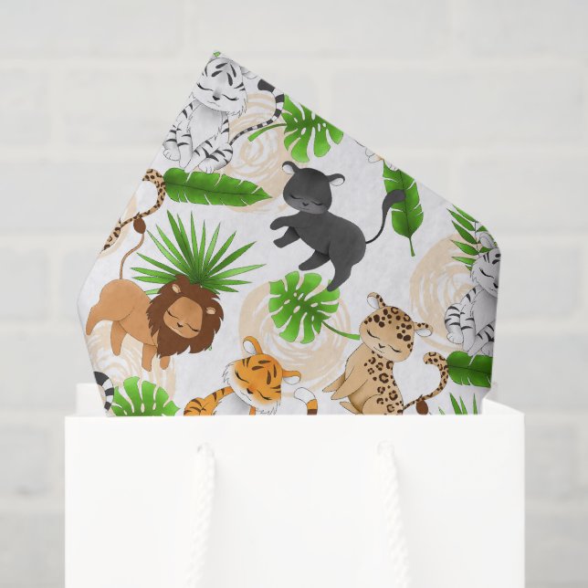 Cute Jungle cats Variety of wild animals tissue Tissue Paper (Gift Bag)