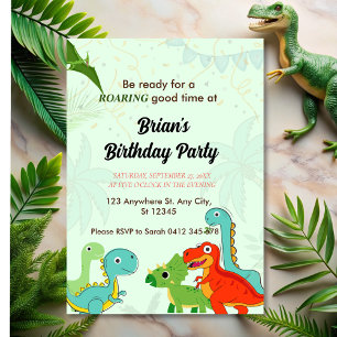 cute jungle dinosaur boy birthday  invitation