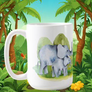 cute jungle elephant add monogram coffee mug