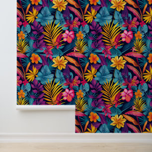 Cute Jungle floral tiled pattern Wallpaper