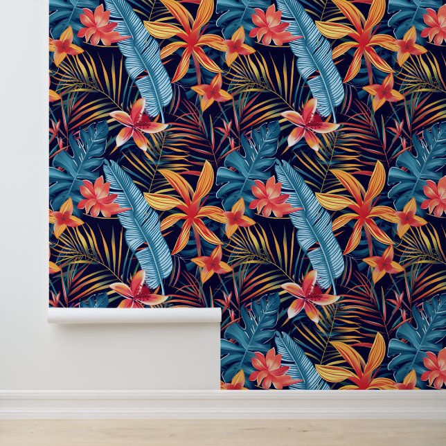 Cute Jungle floral tiled pattern Wallpaper (Application)