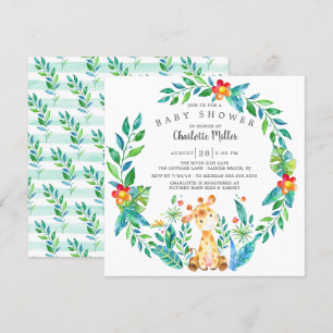 Cute Jungle Giraffe Baby Shower Invitation