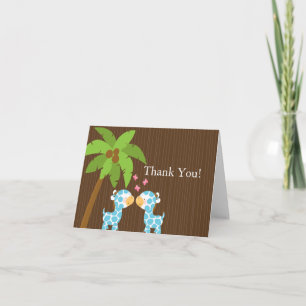 Cute Jungle Giraffe Multiple Baby Shower Thank You Card