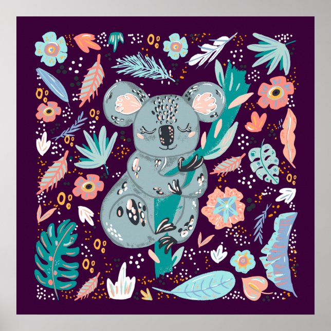 cute jungle koala bear animal lovers poster (Front)