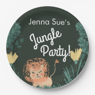 Cute Jungle Lion Art Safari Birthday Party Paper Plate