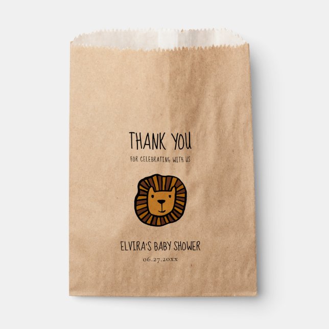 Cute jungle lion Baby shower Favour Bags (Front)