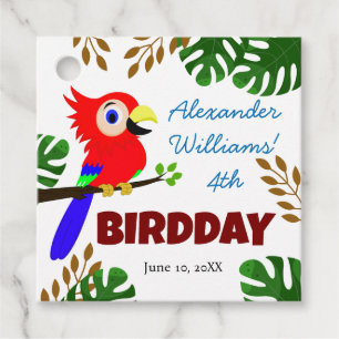 Cute Jungle Parrot Bird Kid's Birthday Party  Favour Tags