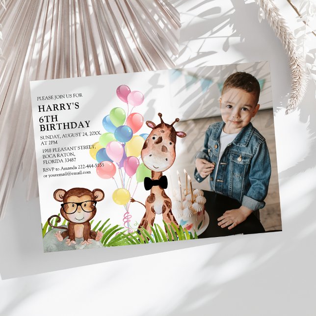 Cute Jungle Photo Birthday Party Invitation (Creator Uploaded)