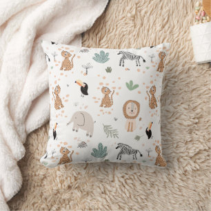 Cute Jungle Rainforest Animals Pattern Cushion