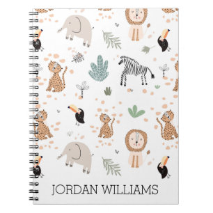 Cute Jungle Rainforest Animals Pattern Notebook