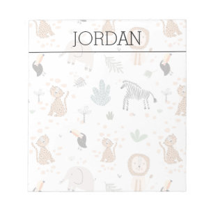 Cute Jungle Rainforest Animals Pattern Notepad