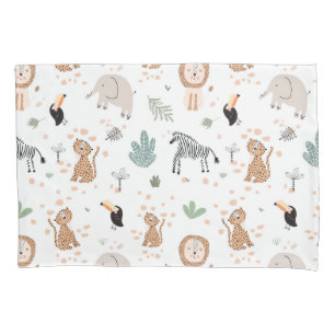 Cute Jungle Rainforest Animals Pattern Pillowcase