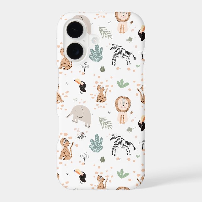 Cute Jungle Rainforest Animals Pattern Samsung Galaxy S21 Case (Back)