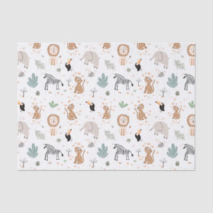 Cute Jungle Rainforest Animals Pattern Tissue Paper