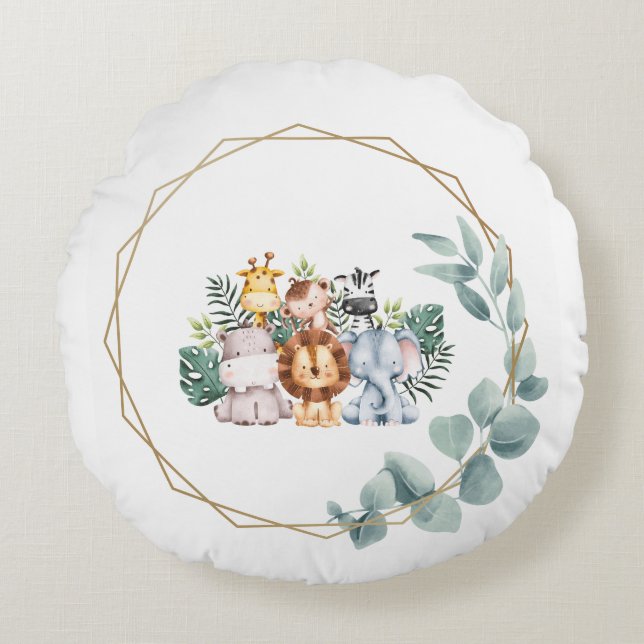 Cute jungle round cushion (Front)