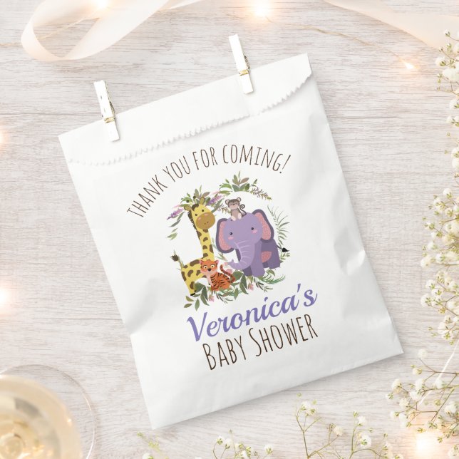 Cute Jungle Safari Animal Baby Shower Thank You Favour Bags (Clipped)