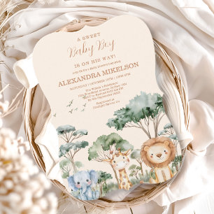 Cute Jungle Safari Animals Baby Shower Invitation