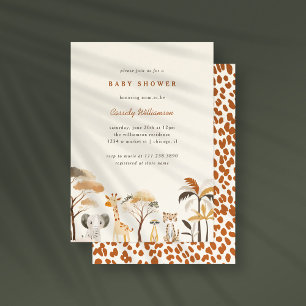 Cute Jungle Safari Animals Boy Baby Shower Invitation