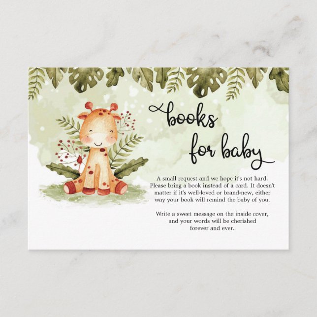 Cute jungle safari animals driving book request enclosure card (Front)