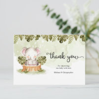 Cute jungle safari animals in truck baby thank you