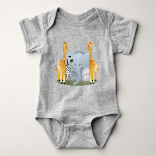 Cute Jungle Safari Animals Infant Baby Bodysuit