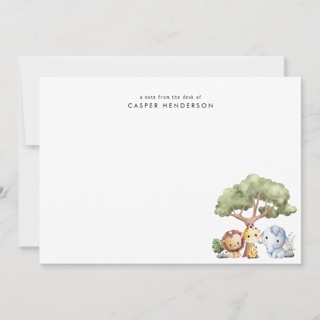 Cute Jungle Safari Animals Kids Name Card (Front)