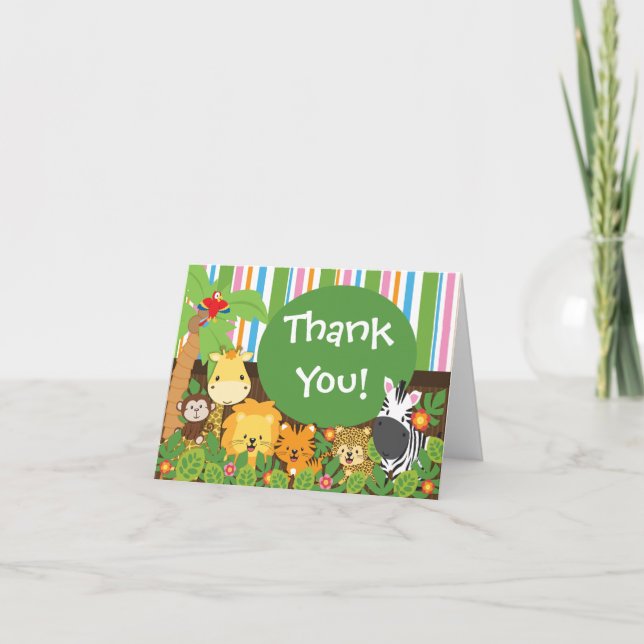 Cute Jungle Safari Animals Thank You (Front)