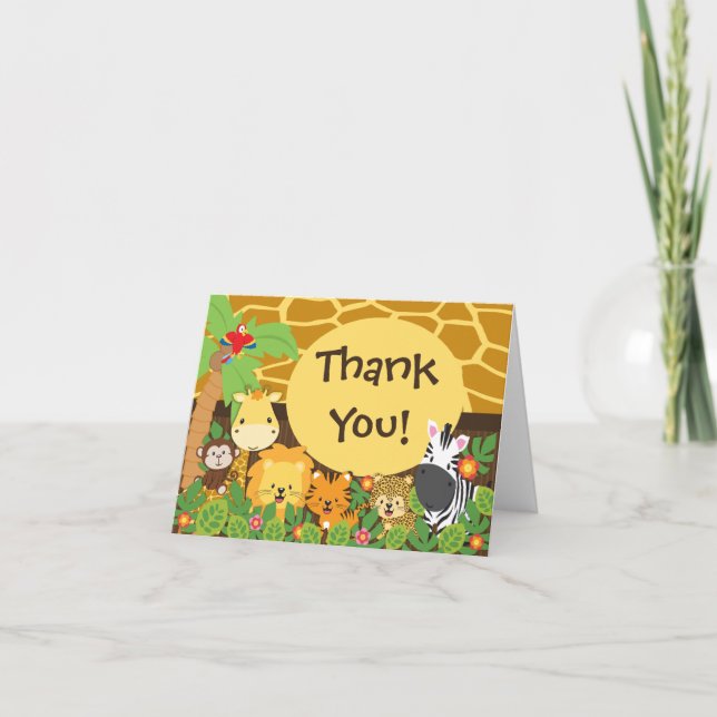 Cute Jungle Safari Animals Thank You (Front)