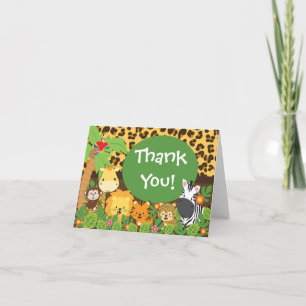 Cute Jungle Safari Animals Thank You Card