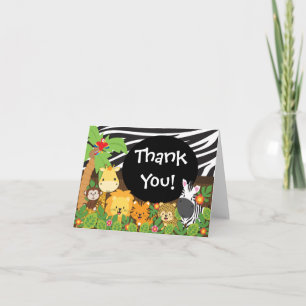 Cute Jungle Safari Animals Thank You Card