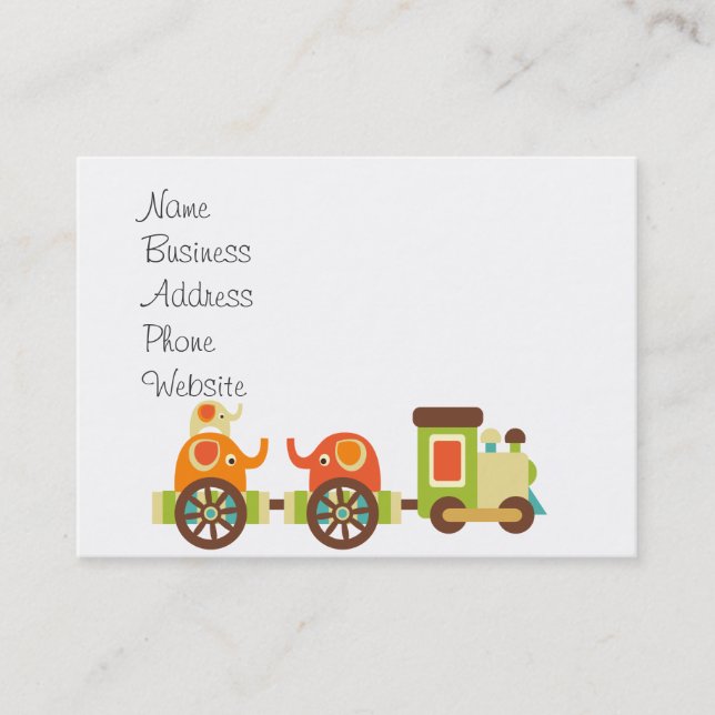 Cute Jungle Safari Animals Train Gifts Kids Baby Business Card (Front)