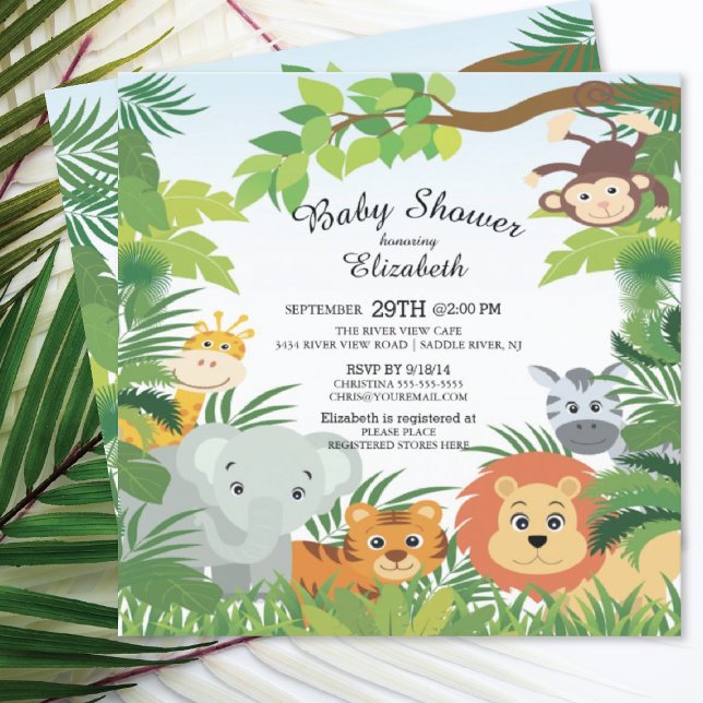 Cute Jungle Safari Baby Shower Invitations (Creator Uploaded)