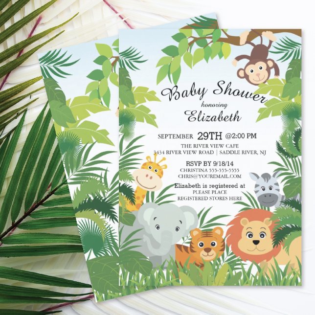 Cute Jungle Safari Baby Shower Invitations (Creator Uploaded)