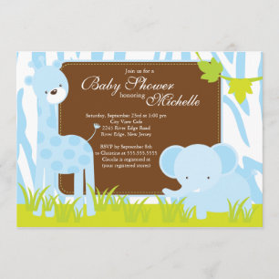 Cute Jungle Safari Boy Baby Shower Invitation