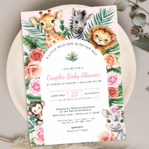  Cute Jungle Safari Couples Baby Shower  Invitation