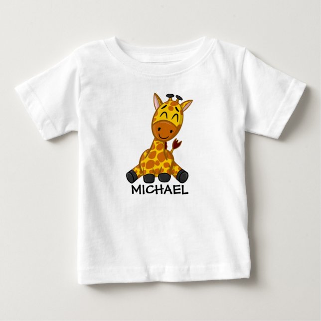 Cute Jungle Safari Giraffe Animal Kids Baby T-Shirt (Front)