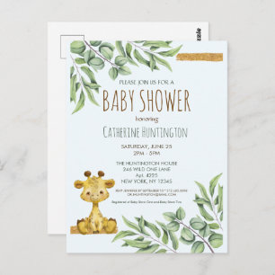 Cute Jungle Safari Giraffe Baby Shower Invitation Postcard