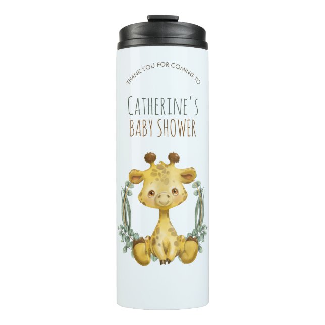 Cute Jungle Safari Giraffe Baby Shower Thank You Thermal Tumbler (Front)