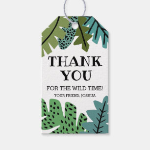 Cute Jungle Safari Leaf Leaves Birthday Thank You Gift Tags