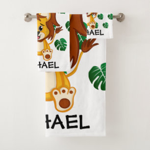 Cute Jungle Safari Lion Animal Kids Bath Towel Set
