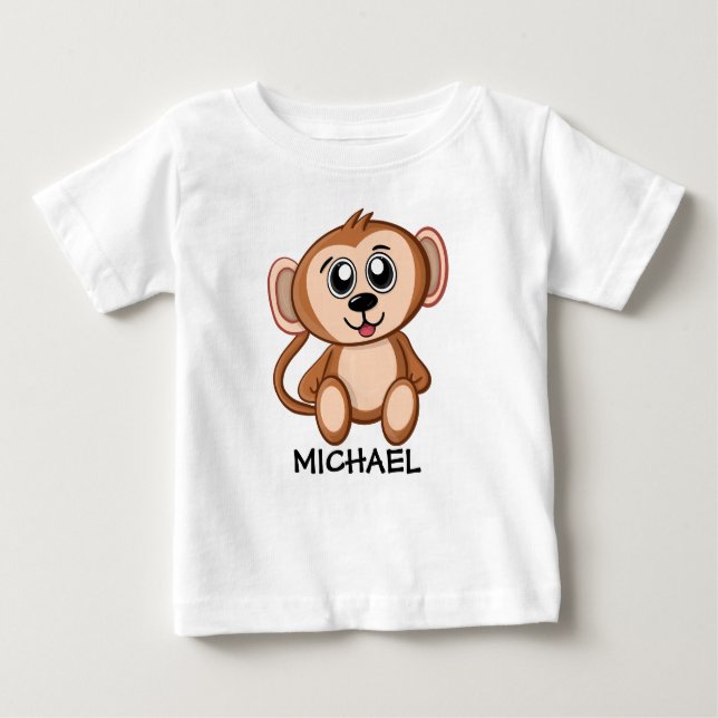 Cute Jungle Safari Monkey Animal Kids Baby T-Shirt (Front)