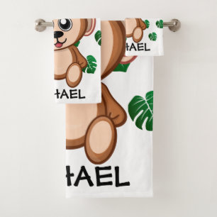 Cute Jungle Safari Monkey Animal Kids Bath Towel Set