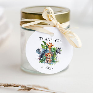 Cute Jungle Safari Tropical Animals Baby Shower Favour Tags