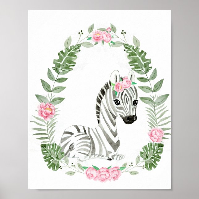 Cute Jungle Safari Zebra for little girl Poster (Front)