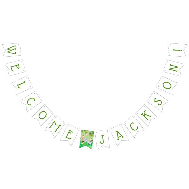Cute Jungle Safari Zoo Animals Welcome Baby Shower Bunting (All)